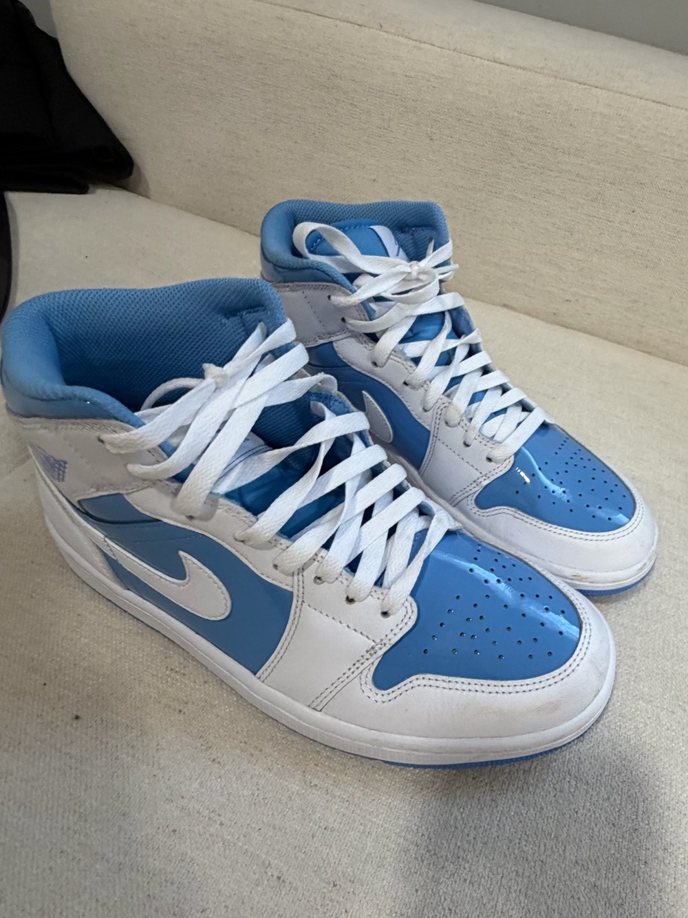 Jordan Mid-Top Sneakers in White and Light Blue